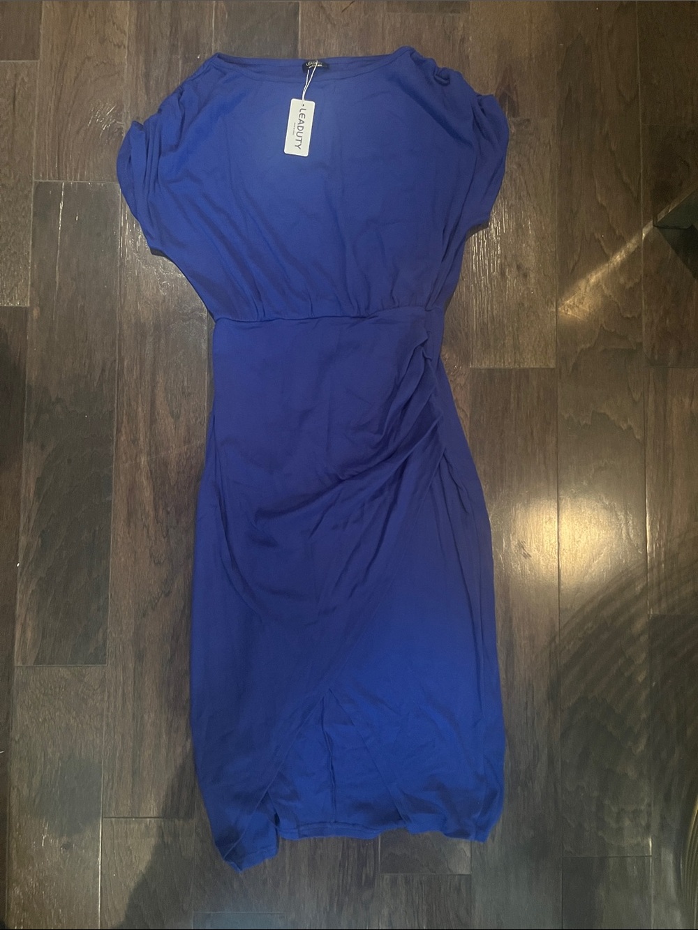 Midnight Blue Cinched Waist Midi Dress by levity